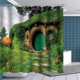 Fuortia Hobbit Chuveiro Cortina Fantasia Rural Verde Hobbit Sala De Cabine Banheiro Cortinas De Banheiro Define Senhor Dos Anéis Cortina De Chuveiro