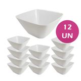 Kit 12un Tigela Bowl Quadrado Melamina Branco Salada Petisco