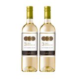 Kit 2 Garrafas Vinho Três Medallas Sauvignon Blanc 750ml