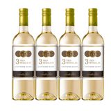 Kit 4 Garrafas Vinho Três Medallas Sauvignon Blanc 750ml