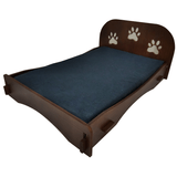 Cama Pet Madeira Luxo Cachorro Gato Média - Imbuia Azul