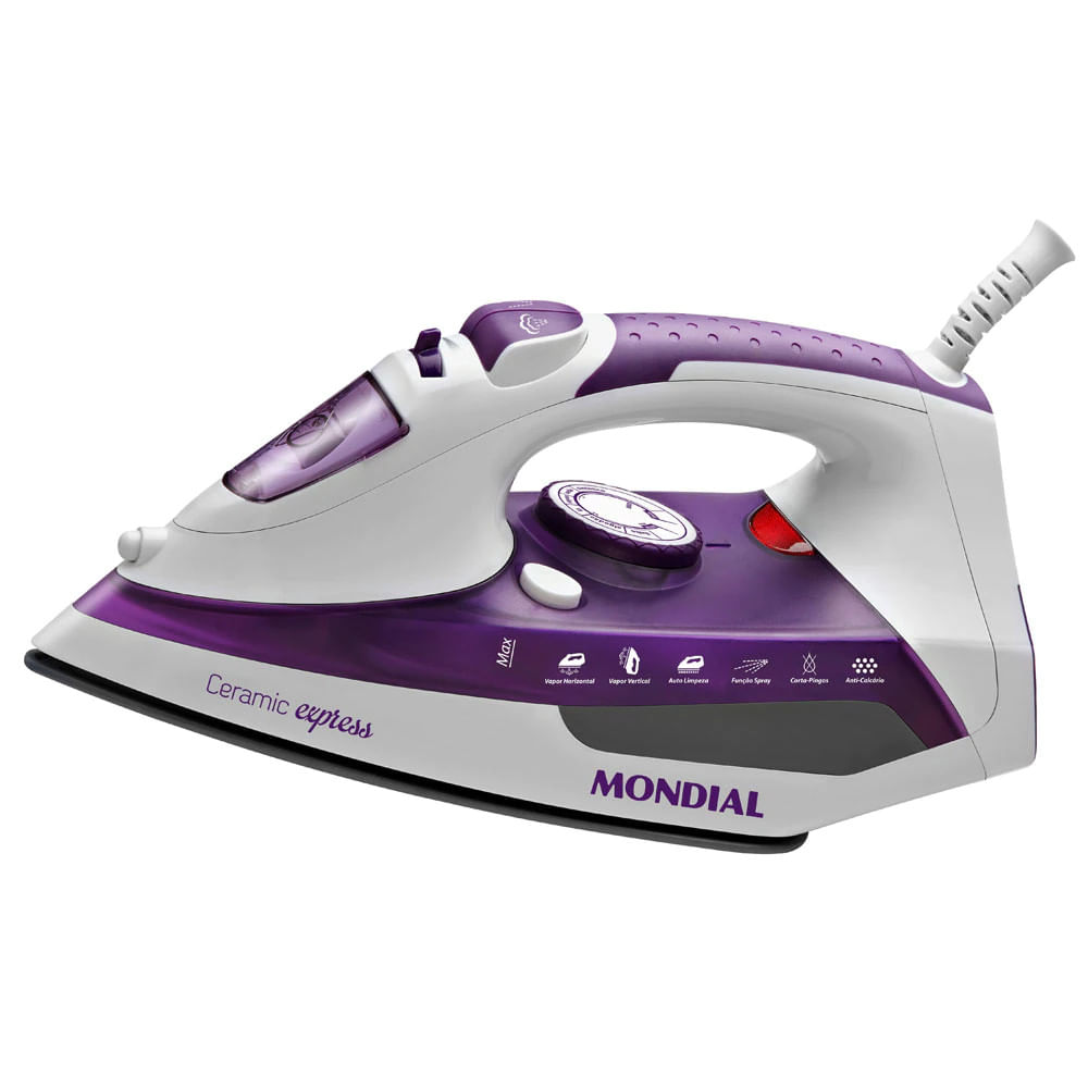 Ferro De Passar A Vapor Mondial Ceramic Express F-40 Roxo