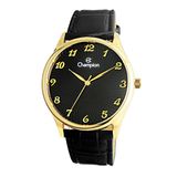 Relogio Masculino Champion Dourado Fundo Preto Todos Numeros