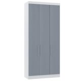 Guarda Roupa Modulado 101,5cm 3 Portas Alpes Luciane Móveis Branco Com Grey Sky