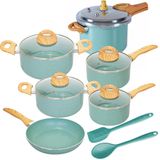 Conjunto De Panelas De Indução Com Panela De Pressão Ceramiclife Botanika 8 Peças - Brinox