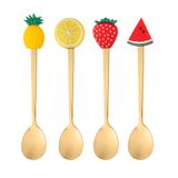Conjunto De 4 Colheres Wolff Fruit De Aço Inox Dourado