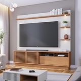 Home Theater 1 Porta Ripada Deslizante Tv 70&quot; Campeche Freijó Off White Matte