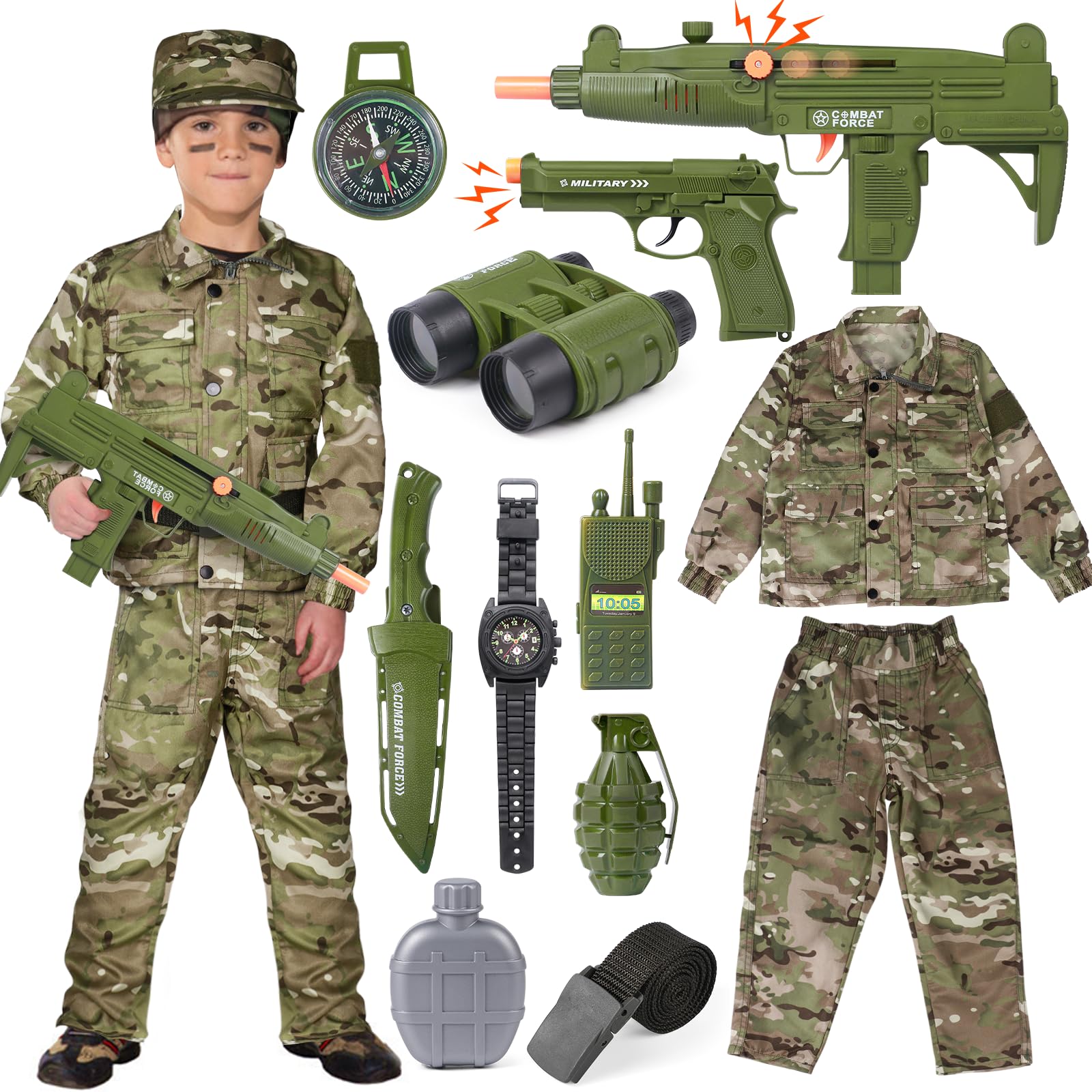 Fantasia Tacobear Army Soldier Military Para Crianças E Meninos De 3 A 9 Anos