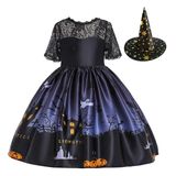 Fantasia Fmyfwy Para Meninas De Halloween Com Chapéu De Bruxa, Vestido De Cosplay 4-5t