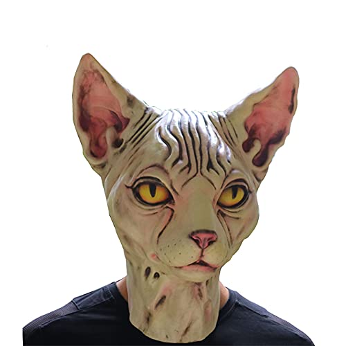 Fantasia De Halloween Eraspooky Sphynx Cat Latex Máscara De Látex Tamanho Adulto