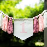 Banner De Cadeira Alta De Aniversário Lintran Pink 1st Birthday Girl