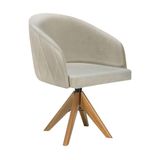 Poltrona Decorativa Estofada E Giratória Multimóveis Cr7007 Off White