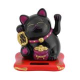 Decoração Lucky Cat Maneki Neko Movida A Energia Solar Haofy Black