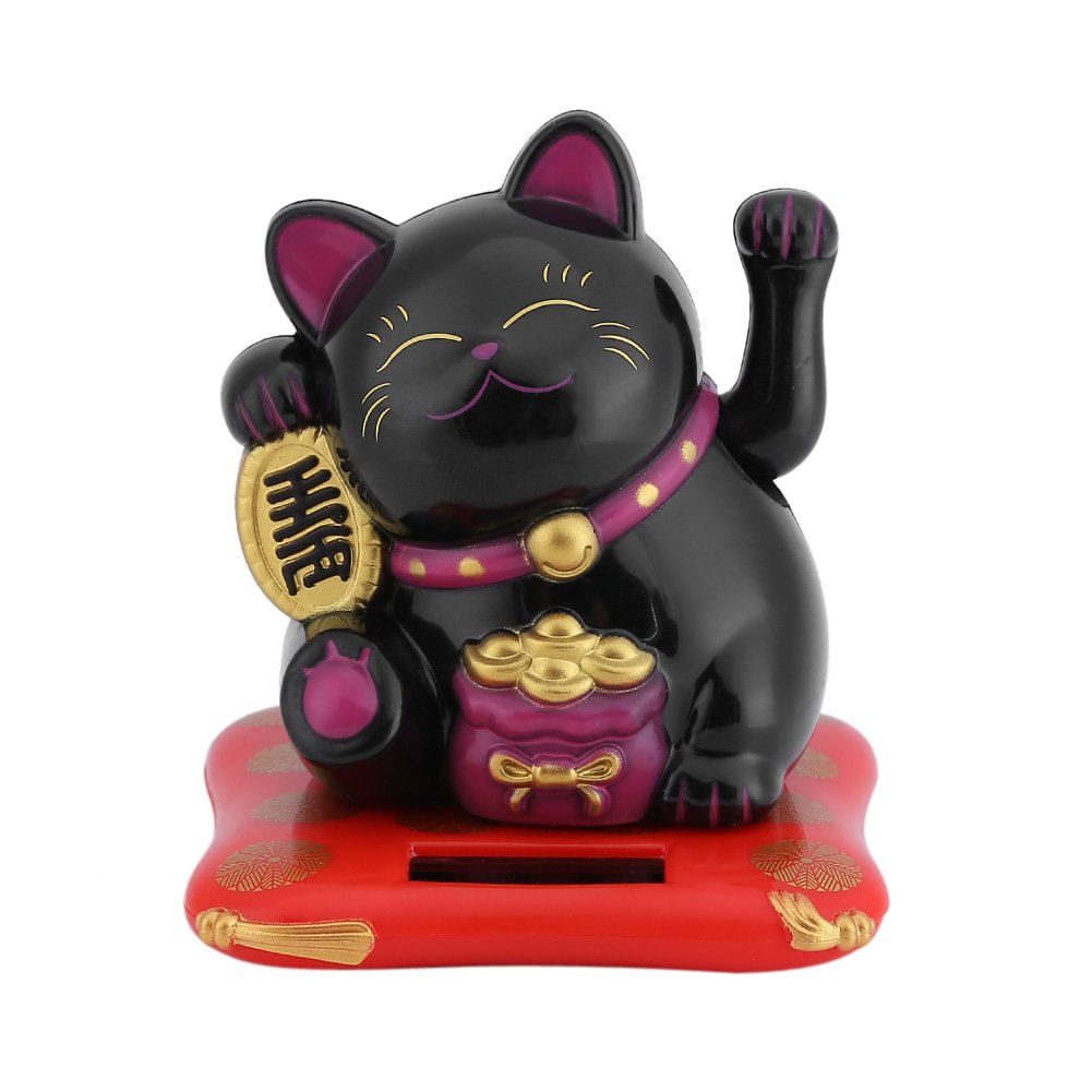 Decoração Lucky Cat Maneki Neko Movida A Energia Solar Haofy Black