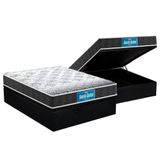 Cama Box Baú Casal: Colchão Anatômico D28 - Ep Guarda Costas Double + Base Crc Suede Black(138x188)