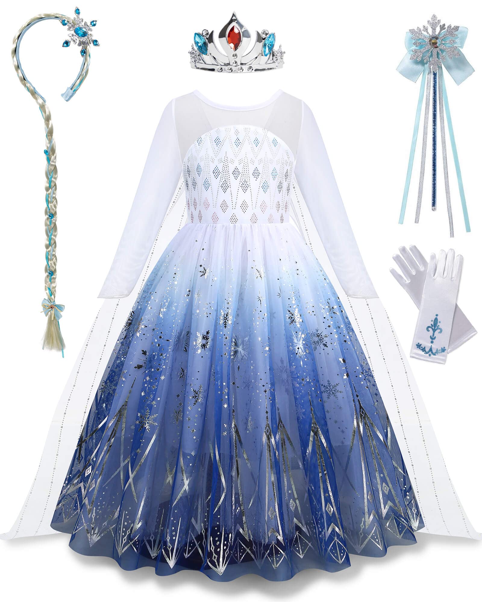 Traje Nerveol Princess Dress Snow Queen Para Meninas De 4 A 5 Anos