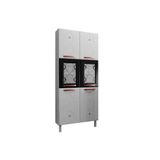 Paneleiro De Cozinha Mirage New Aço C- 6 Portas C-2vidro 80cm Branco-preto - Telasul