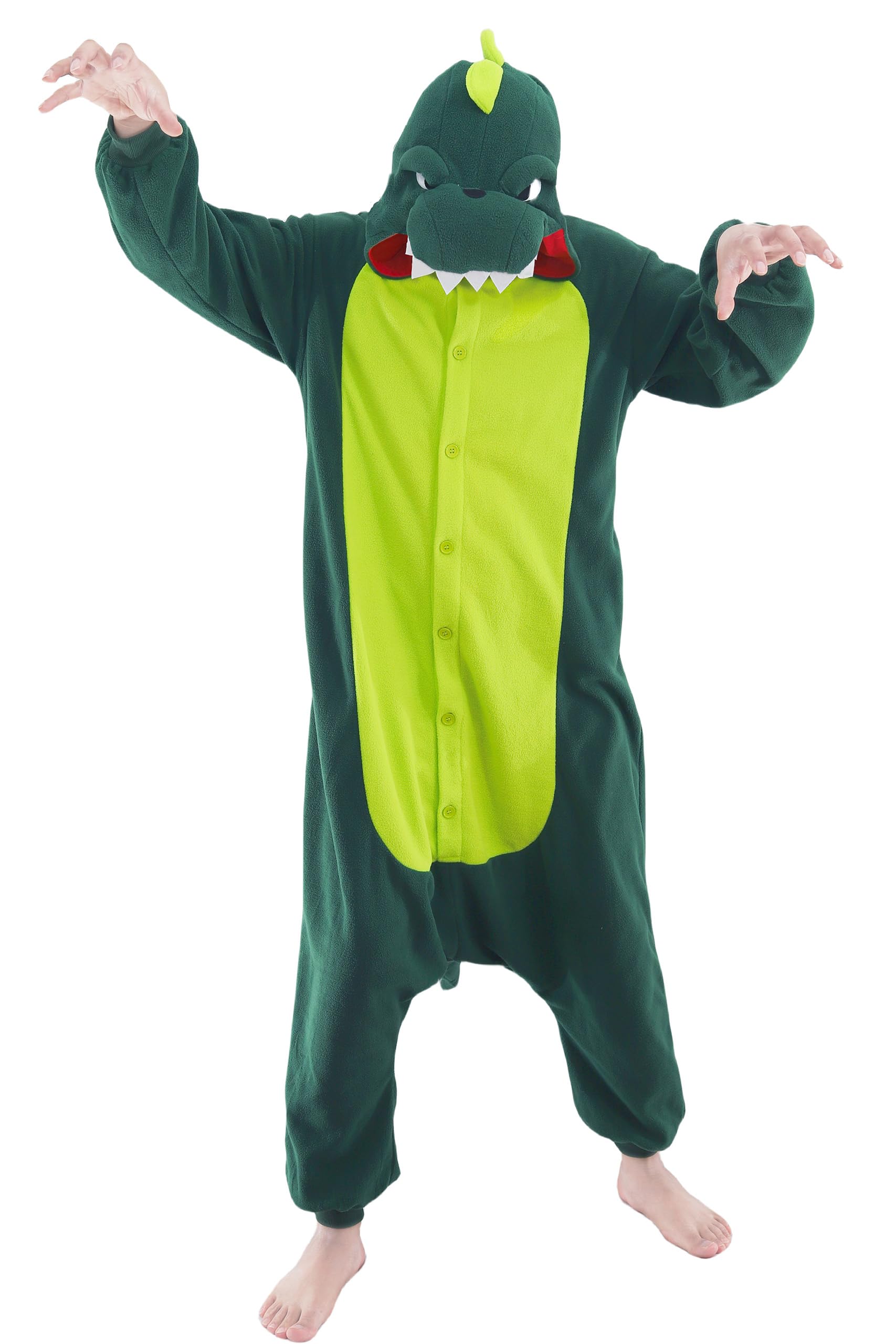 Pijama Onesie Magicalani Green Dinosaur Para Adultos