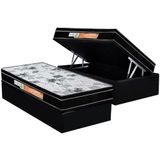 Cama Box Baú Solteiro: Colchão Anatômico Polar D28 - Ep Orthoface Firme + Base Crc Suede Black