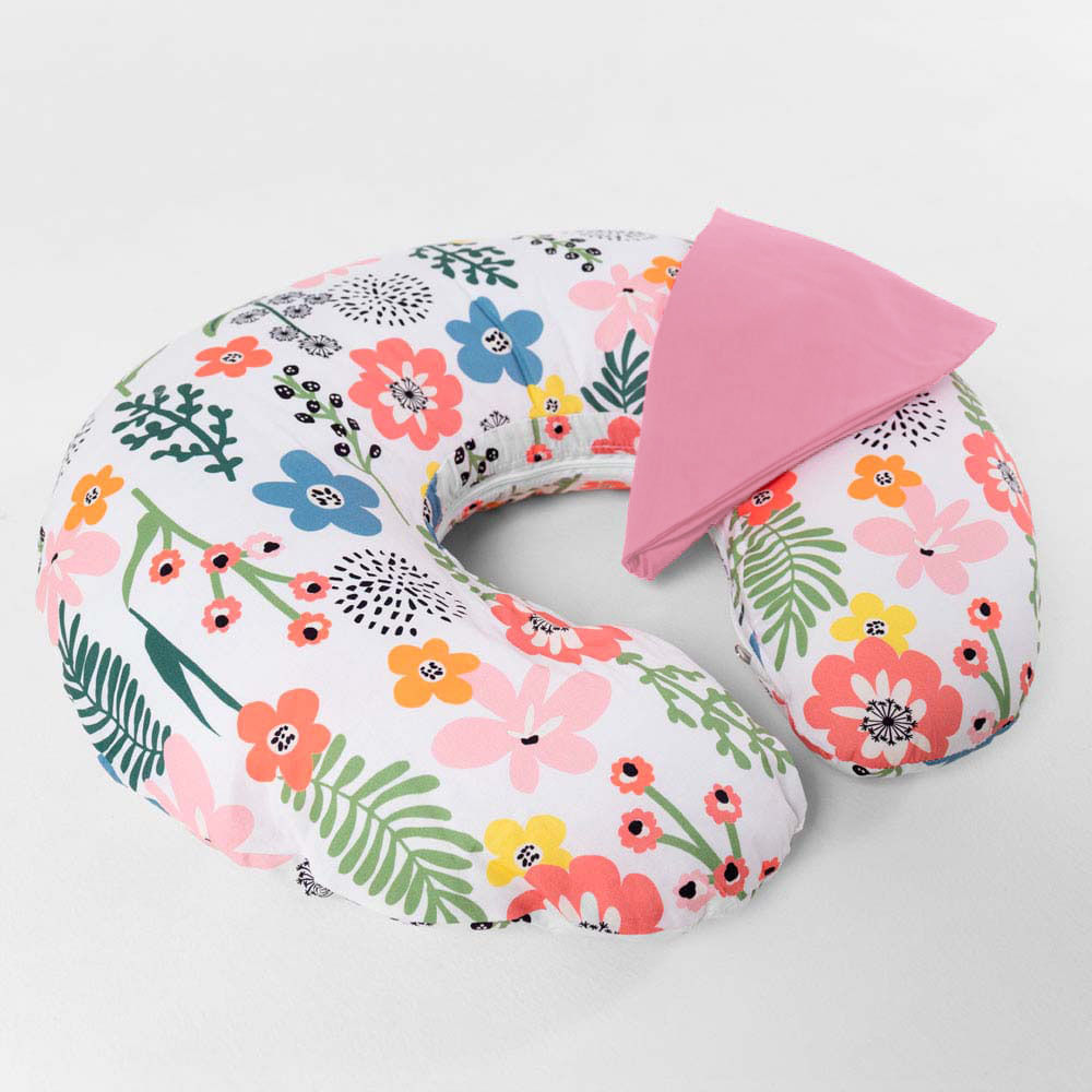 Almofada Para Amamentação Flô Pastel + Capa Rosê