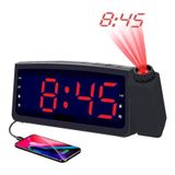 Relógio Despertador Digital Rádio Fm Usb Projetor De Hora Tp