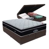 Cama + Box Com Bau Ortobom Colchão King Com Molas Ensacadas Cor:marrom