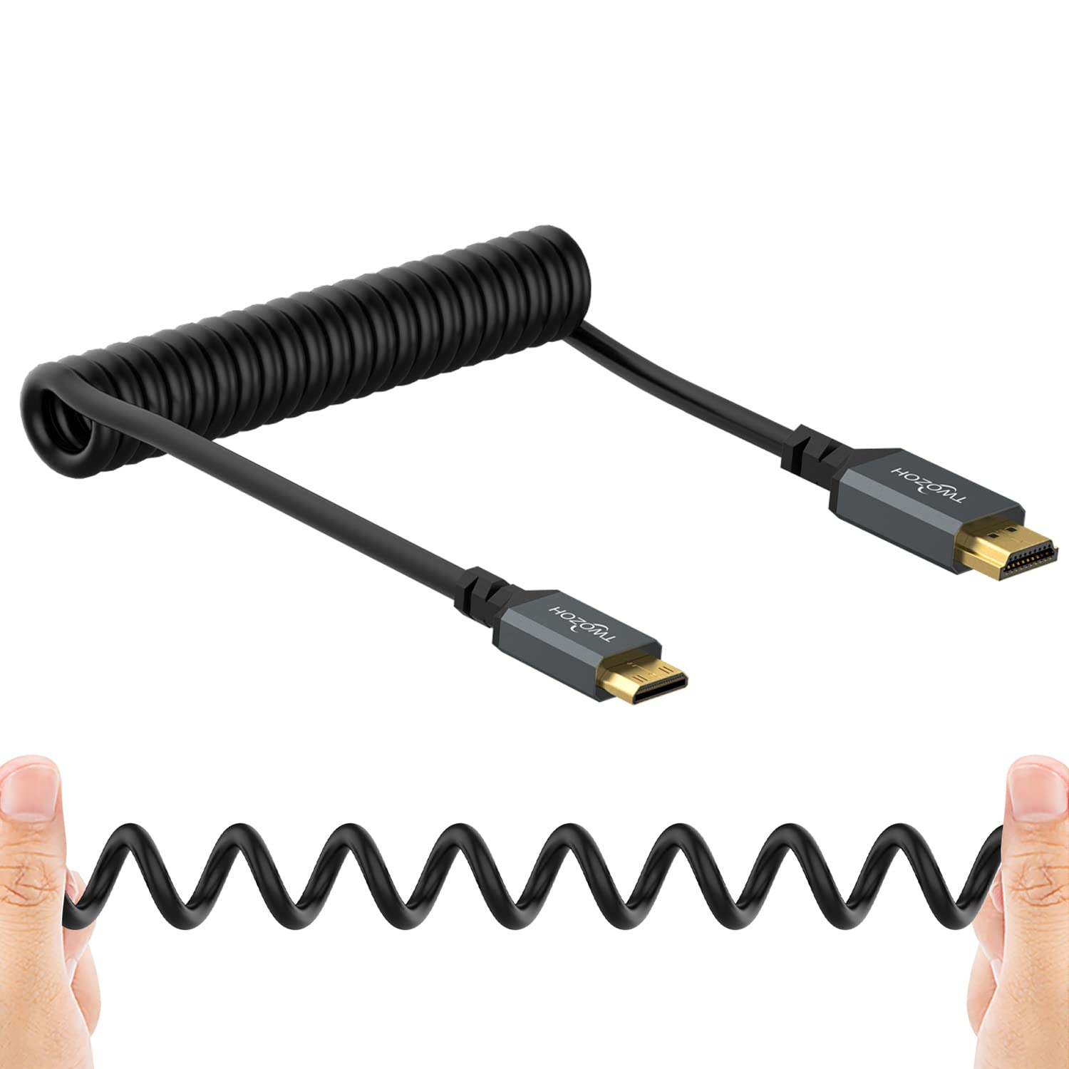 Cabo Em Espiral Twozoh Mini Hdmi Para Hdmi 1,5 M 4k Uhd 1080p