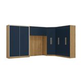 Quarto Modular Kappesberg Adapt Nogueira/ Azul Profundo 5 Peças 418cm X 263cm