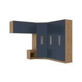 Quarto Modular Kappesberg Adapt Nogueira/azul Profundo 6 Peças 260cm X 256cm