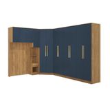 Quarto Modular Kappesberg Adapt Nogueira/azul Profundo 6 Peças 246cm X 341cm