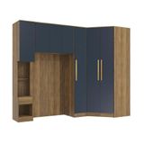 Quarto Modular Kappesberg Adapt Nogueira/azul Profundo 5 Peças