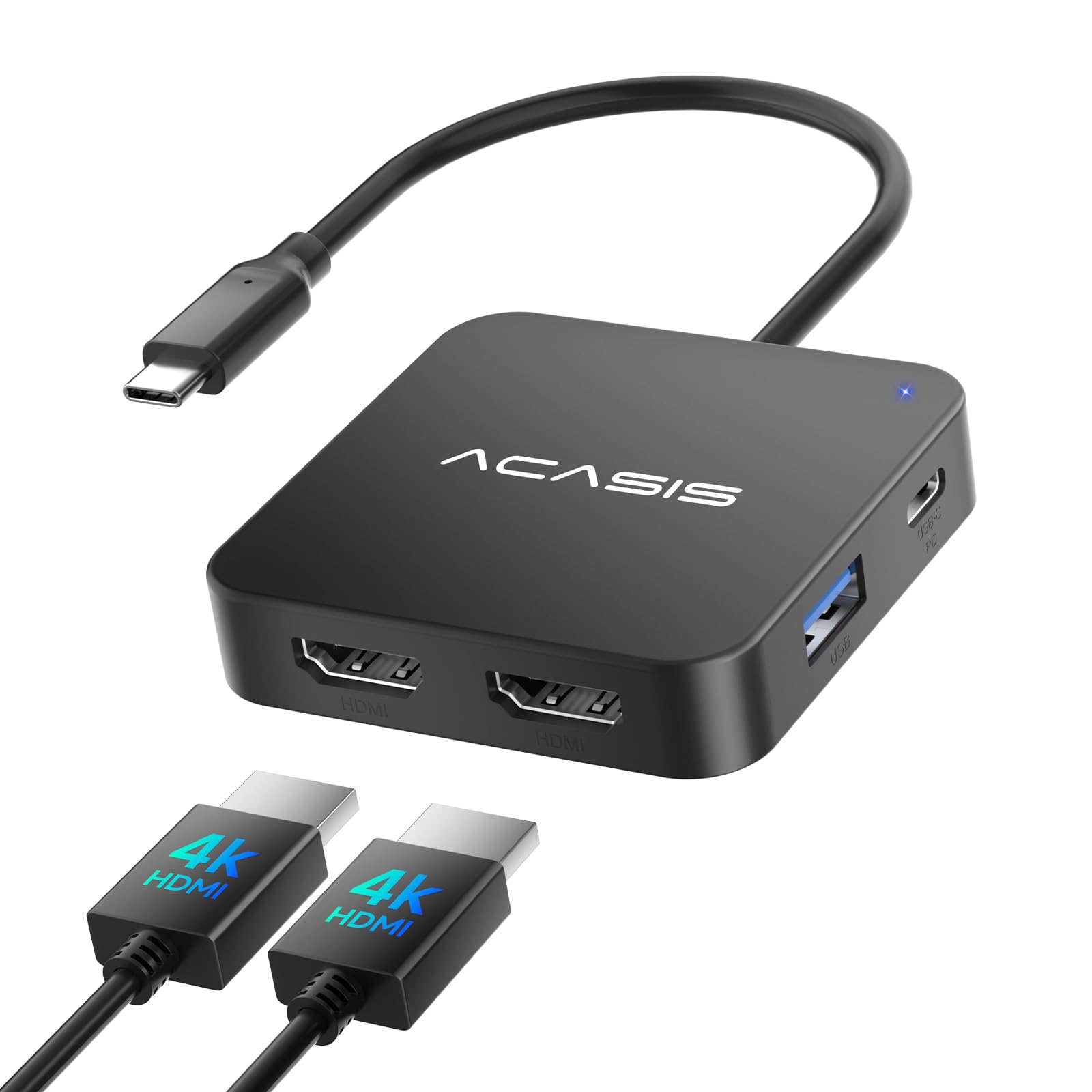 Hub Usb C, Adaptador Hdmi Duplo Acasis, 100 W, Carregamento Pd, 5 Gbps