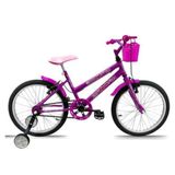 Bicicleta Infantil Aro 20 Feminina Doll + Rodinha Lateral Pink Pink