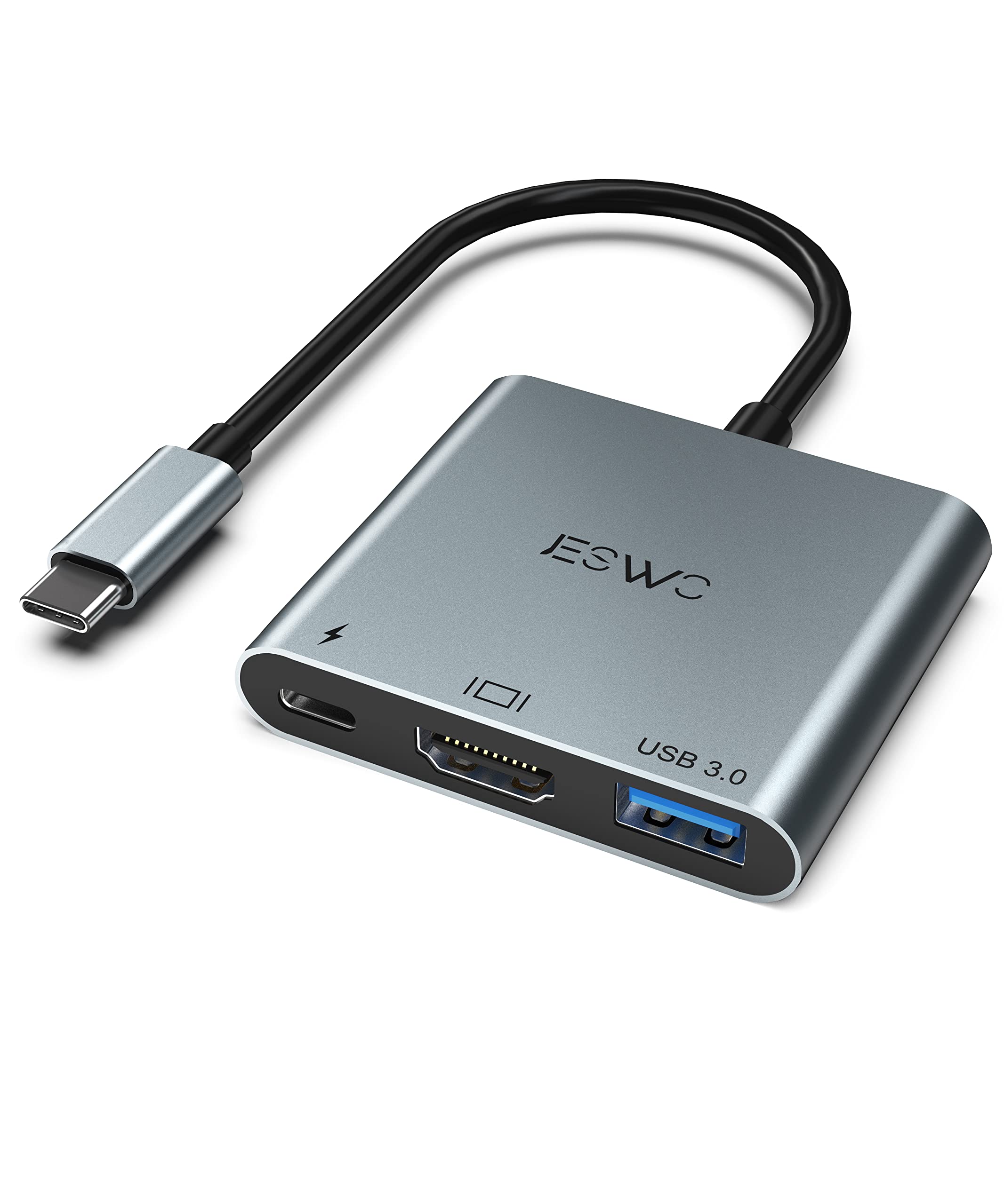 Adaptador Multiporta Av Digital Usb-c Jeswo Com 4k Hdmi E Usb 3.0