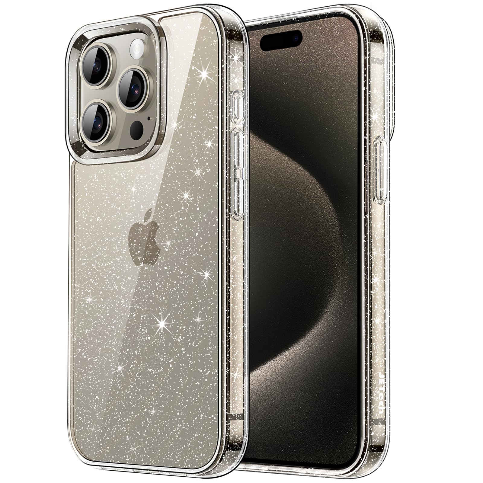 Capa De Telefone Jetech Glitter Para Iphone 15 Pro Max 6,7&quot; Transparente