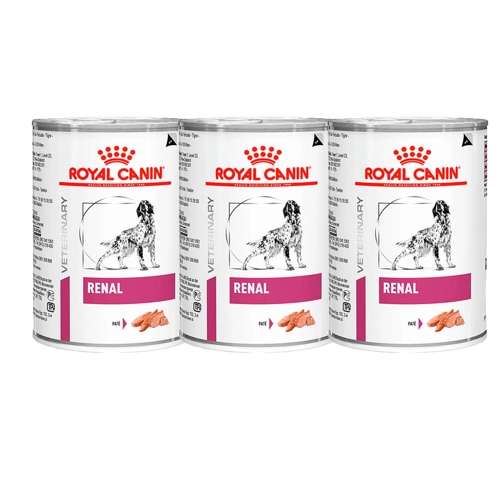 Kit 3 Un. Ração Úmida Royal Canin Veterinary Renal Cães Adultos 410g