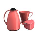 Kit De Café Prático Rosa Açucareira Garrafa Térmica Filtro