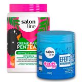 Kit Creme De Pentear Salon Line Definição Intensa 1kg E Gelatina Salon Line Efeito Intensificador 550g