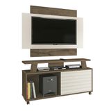 Conjunto Rack E Painel Rivera Sala Para Tv Até 50 Polegadas Mocaccino/off White 3d