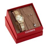 Kit Relógio Mondaine Dourado Feminino 32607lpmkde1k1