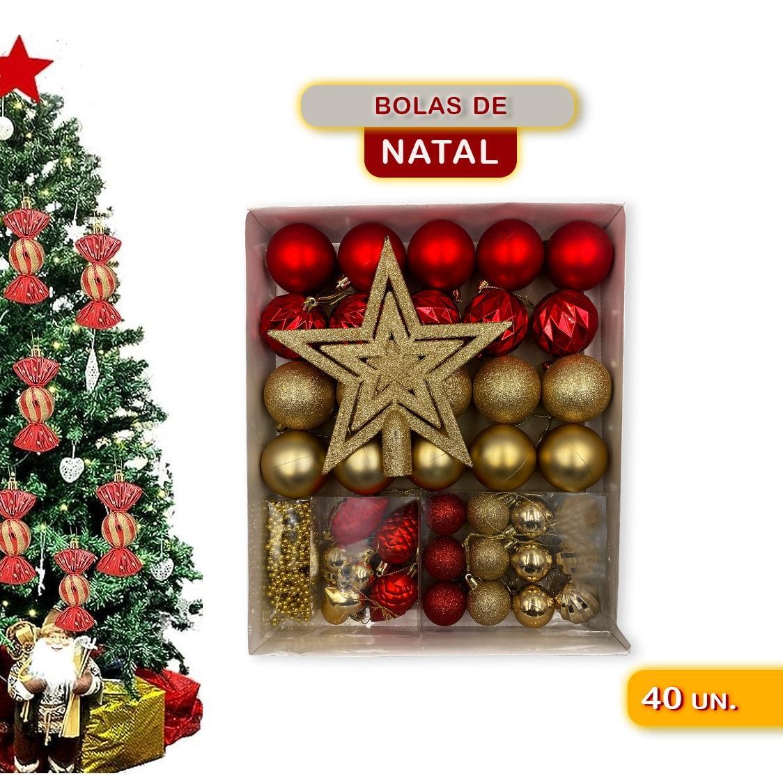 Kit 40 Enfeites De Natal Premium Decoração Completa Arvore