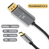 Cabo Usb Tipo C Para Displayport 4k 144hz E 8k Thunderbolt 3