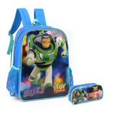 Mochila Buzz Toy Story De Costas Com Estojo Escolar Meninos