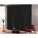 Cortina Sala Voal Liso Preto Com Forro Preto 4,00x2,50m