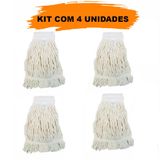 Kit 4 Refil Mop Úmido Algodão Ponta Dobrada Bralimpia 320