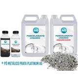 Kit Porcelanato Líquido Metálico Prata Platinum Ag Por M