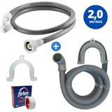 Mangueira Entrada + Saída Água Máquina Lavar Universal 2m