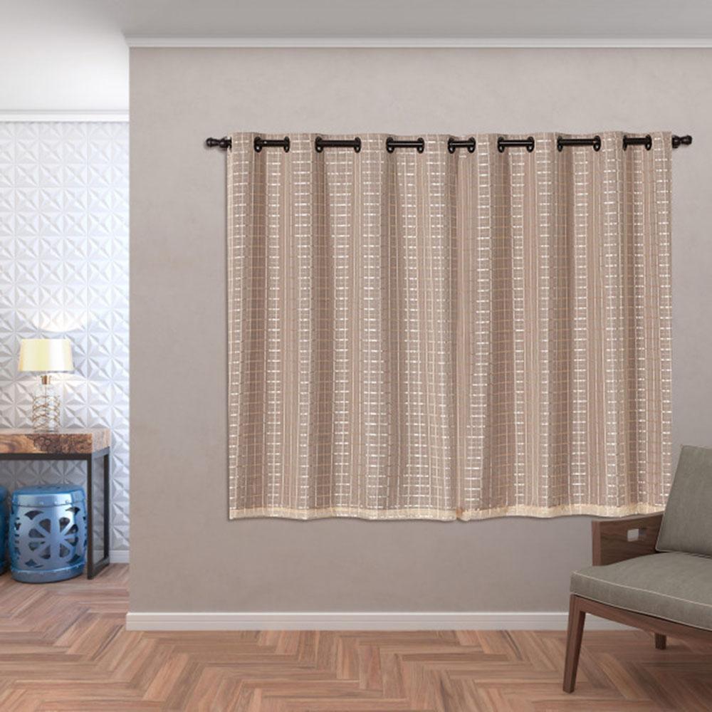 Cortina Blackout Pvc Com Tecido Voil Xadrez 2,00x1,40 Avela