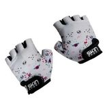 Luva De Bike Infantil Skin Sport Kids Meio Dedo Branco Rosa