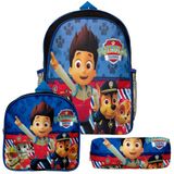 Mochila Masculina Infantil Patrulha Canina Lancheira Estojo